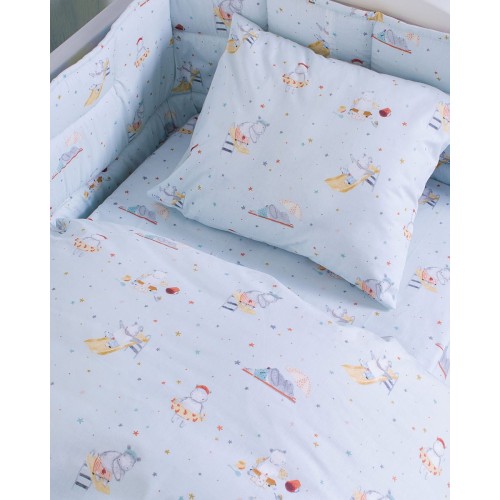 Βαμβακερή Παιδική Επριμέ Μαξιλαροθήκη Cherry Hippo σε 2 Αποχρώσεις 50x70cm 50x70cm Άκουα