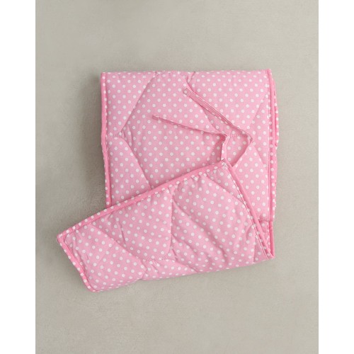 Βαμβακερή Βρεφική Πάντα Κούνιας Πουά Σχέδιο 37x155cm Ροζ