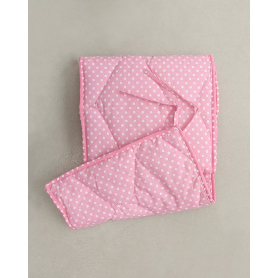 Βαμβακερή Βρεφική Πάντα Κούνιας Πουά Σχέδιο 37x155cm Ροζ