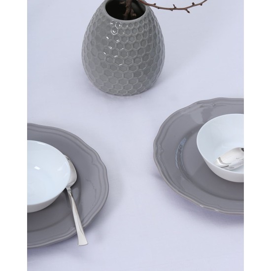 Τραπεζομάντηλο Gourmet με ζακάρ σχέδιο ρίγας 2 ατόμων | 100x100cm Άσπρο Τραπεζομάντηλο Gourmet με ζακάρ σχέδιο ρίγας 2 ατόμων | 100x100cm Άσπρο