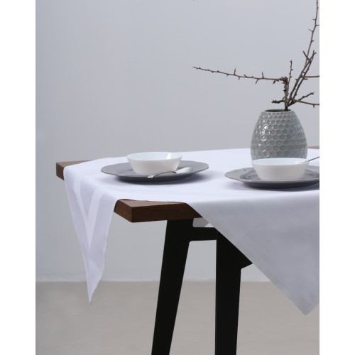 Τραπεζομάντηλο Gourmet με ζακάρ σχέδιο ρίγας 2 ατόμων | 100x100cm Άσπρο