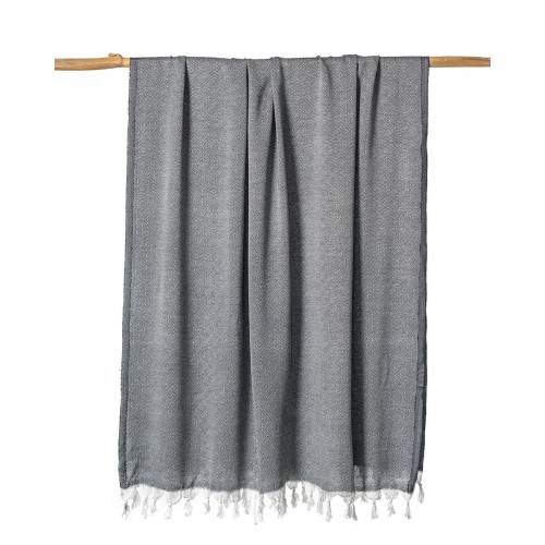Φουλάρι Scarf Sarong Από Bamboo με Κρόσσια Relaxation 100x190cm Παρεό (100x190cm) Μαύρο