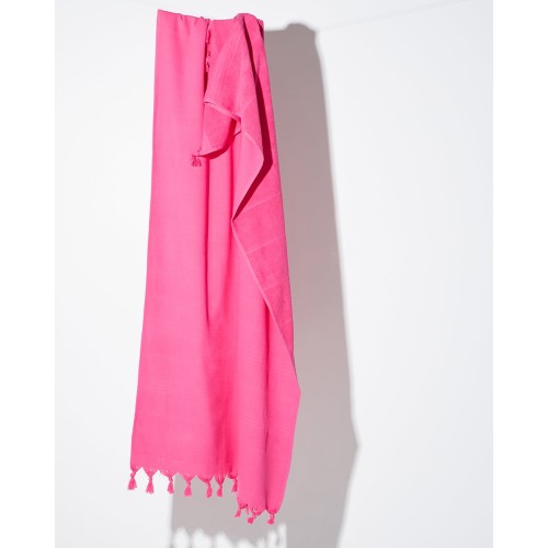 Βαμβακερή Πετσέτα Θαλάσσης Διπλής Όψης με Κρόσσια Klima σε 8 Αποχρώσεις 90x140cm Θαλάσσης | 90x170cm Φούξια