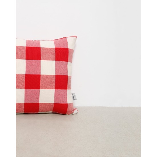 Διακοσμητική θήκη Cabanna με μεγάλο καρώ σχέδιο 35x35cm Κόκκινο