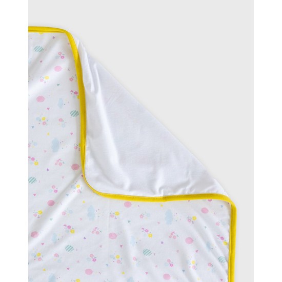 Βρεφική Βαμβακερή Κουβέρτα Λίκνου με Μπαλόνια & Λουλούδια Baby Hug 90x70cm Λίκνου (90x70cm) Άσπρο
