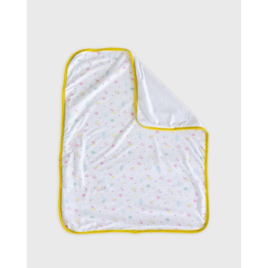 Βρεφική Βαμβακερή Κουβέρτα Λίκνου με Μπαλόνια & Λουλούδια Baby Hug 90x70cm Λίκνου (90x70cm) Άσπρο