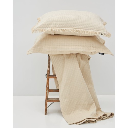 Βαμβακερή Πικέ Μαξιλαροθήκη με Κρόσσια Carlos σε 7 Αποχρώσεις 50x70cm 50x70cm Σοκολά