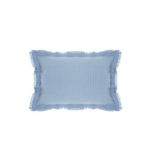 Βαμβακερή Πικέ Μαξιλαροθήκη με Κρόσσια Carlos σε 7 Αποχρώσεις 50x70cm 50x70cm Μπλε Γκρι