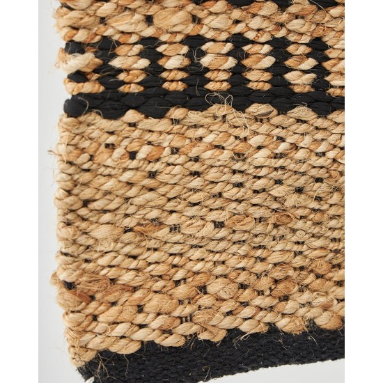 Boho Ψάθα Πλεκτό Χαλί Γιούτας Μπεζ-Μαύρο Aktaios 60x90cm Μαύρο Boho Ψάθα Πλεκτό Χαλί Γιούτας Μπεζ-Μαύρο Aktaios 60x90cm Μαύρο