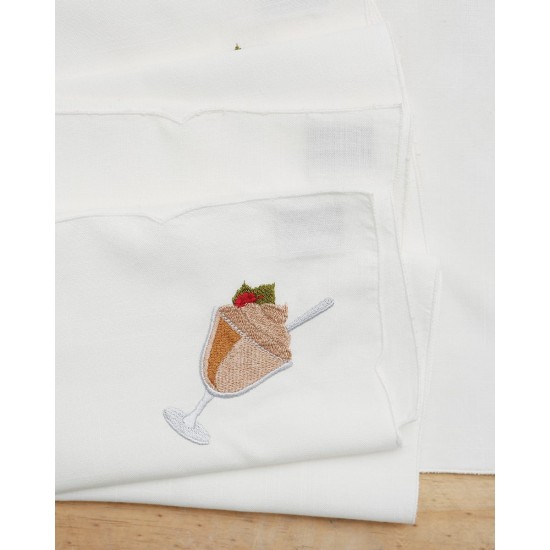 Σετ Πετσέτες Φαγητού 4 τεμ με Κέντημα Παγωτό Ice Cream 40x40cm Εκρού