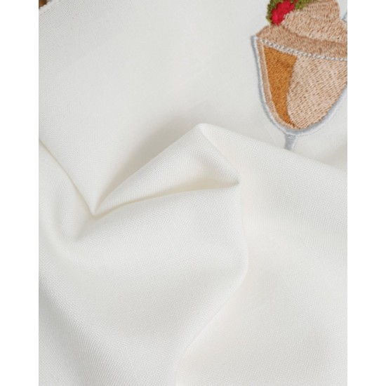 Σετ Πετσέτες Φαγητού 4 τεμ με Κέντημα Παγωτό Ice Cream 40x40cm Εκρού