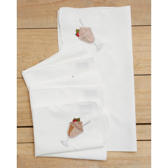 Σετ Πετσέτες Φαγητού 4 τεμ με Κέντημα Παγωτό Ice Cream 40x40cm Εκρού