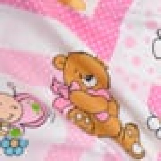 Βαμβακερό Βρεφικό Σεντόνι Λίκνου με Λάστιχο Cute Girl 60x90 15cm Λίκνου (60x90 15cm) Ροζ