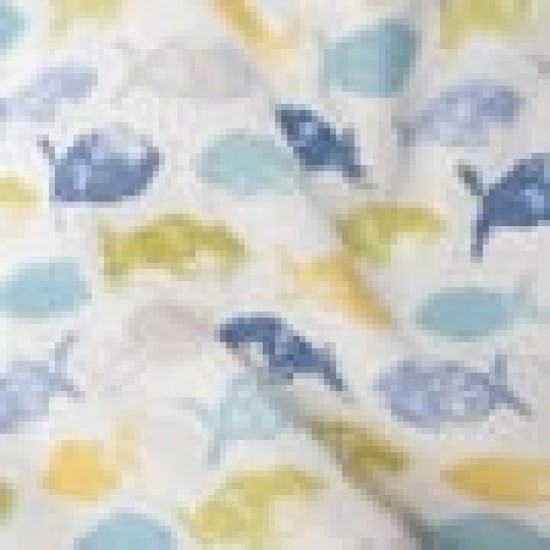 Ύφασμα Λονέτα με Σχέδιο Ψαράκια Oceanic Φ280cm σε 2 Αποχρώσεις Άκουα