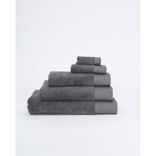 Βαμβακερή Πετσέτα με Φαρδιά Πικέ Φάσα Capital 700gsm Λουτρού | 90x170cm Γκρι Σκούρο