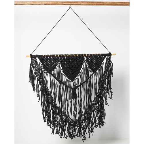 Boho Διακοσμητικό Τοίχου Βαμβακερό Macrame Rohan σε 2 Αποχρώσεις 80x80cm Μαύρο