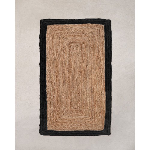 Πλεκτό Χαλάκι Γιούτα με Φάσα Norah 65x135cm Μαύρο