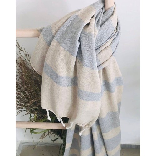 Βαμβακερή Ριγέ Πετσέτα Παρεό με Κρόσσι Margarita σε 4 Αποχρώσεις 90x170cm Παρεό | 90x170cm Μπεζ