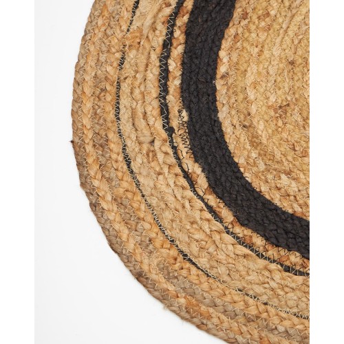 Ψάθα Πλεκτό Οικολογικό Οβάλ Χαλί Γιούτας με Μαύρη Φάσα Siniora 120x180cm Μπεζ