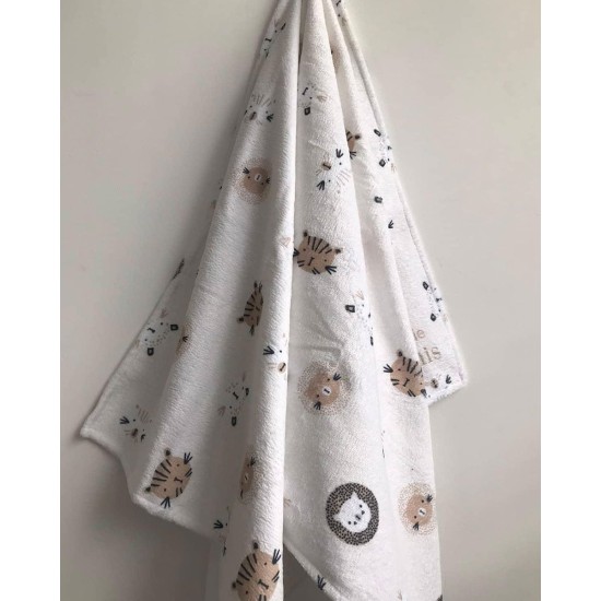 Βαμβακερή Παιδική Πετσέτα Θαλάσσης Wild Animals 70x150cm Θαλάσσης | 70x150cm Μπεζ