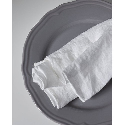 Λινή Πετροπλυμένη Πετσέτα Φαγητού με Φεστόνι Porto σε 3 Αποχρώσεις 50x50cm 50x50cm Άσπρο