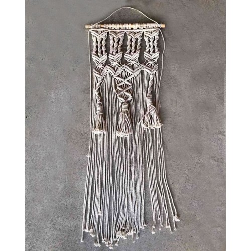 Boho Διακοσμητικό Τοίχου Macrame 3 Πλεξούδες Juanita 33x73cm Natural
