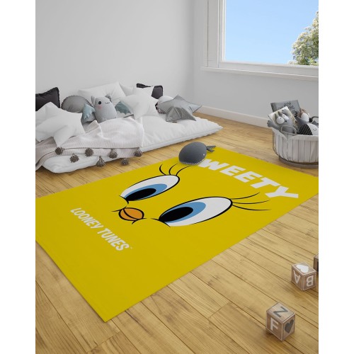 Παιδικό Χαλί Tweety Des.1 Warner Bros σε 2 Διαστάσεις 130x180cm Κίτρινο