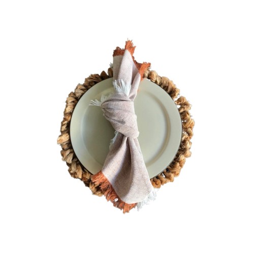 Εκρού Πετσέτα Φαγητού με Κρόσσι Harvest 50x50cm 50x50cm Εκρού- Κονιάκ