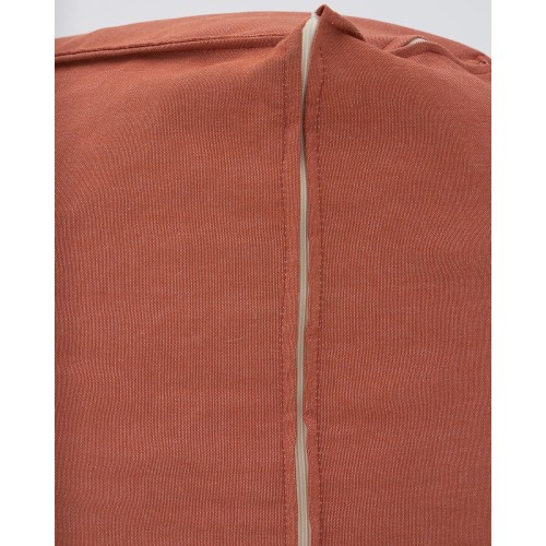 Μονόχρωμο Αδιάβροχο Πουφ Σχέδιο Ψάθα Oia 50x50x60cm Rust