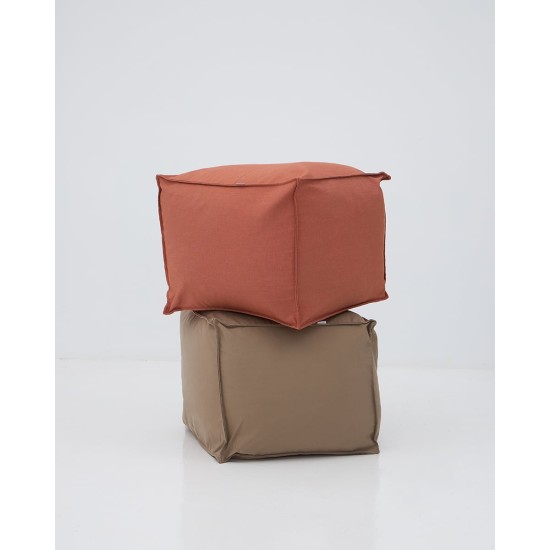 Μονόχρωμο Αδιάβροχο Πουφ Σχέδιο Ψάθα Oia 50x50x60cm Rust Μονόχρωμο Αδιάβροχο Πουφ Σχέδιο Ψάθα Oia 50x50x60cm Rust