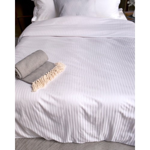 Παπλωματοθήκη Redon με σατινόριγο σχέδιο Μονή (160x240cm) Άσπρο