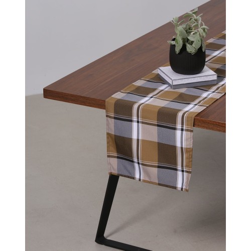 Τραβέρσα Soho Two με καρώ καφέ σχέδιο Τραβέρσα (40x180cm) Καφέ