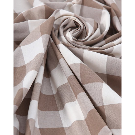 Τραπεζομάντηλο Cabanna με μεγάλο καρώ σχέδιο 4 ατόμων (135x135cm) Μπεζ