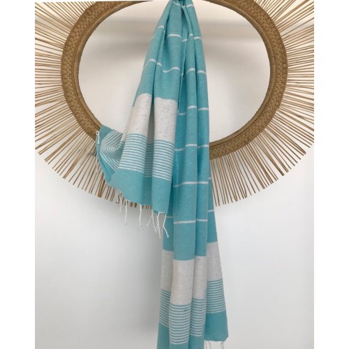 Ριγέ Πετσέτα Παρεό με Κρόσσι Alana σε 4 Αποχρώσεις 90x180cm Παρεό | 90x180cm Τιρκουάζ