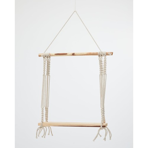 Boho Διακοσμητικό Ξύλινο Κρεμαστό Ράφι Τοίχου με Μακραμέ Jade 43x55x40cm Natural