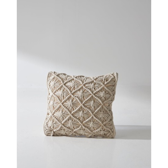 Boho Βαμβακερή Macrame Μαξιλαροθήκη Φιγούρας Luna 40x40cm 40x40cm Μπεζ