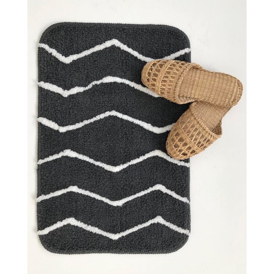 Micro Αντιολισθητικό Χαλάκι Μπάνιου Zig Zag 40x60cm 40x60cm Γκρι Micro Αντιολισθητικό Χαλάκι Μπάνιου Zig Zag 40x60cm 40x60cm Γκρι