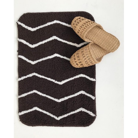 Micro Αντιολισθητικό Χαλάκι Μπάνιου Zig Zag 40x60cm 40x60cm Σοκολά Micro Αντιολισθητικό Χαλάκι Μπάνιου Zig Zag 40x60cm 40x60cm Σοκολά