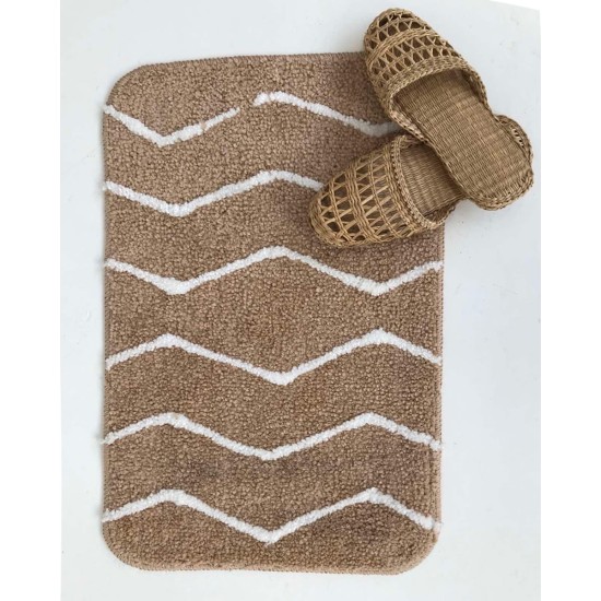 Micro Αντιολισθητικό Χαλάκι Μπάνιου Zig Zag 40x60cm 40x60cm Μπεζ Micro Αντιολισθητικό Χαλάκι Μπάνιου Zig Zag 40x60cm 40x60cm Μπεζ