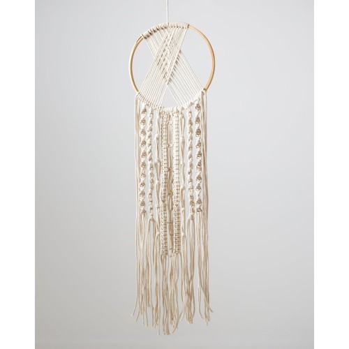 Boho Διακοσμητικό Τοίχου Macrame Ονειροπαγίδα με Κρόσσια Silas 30x60cm Natural
