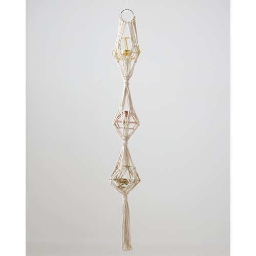 Boho Βαμβακερό Χειροποίητο Macrame Για Γλάστρα Elm 99cm Μπεζ