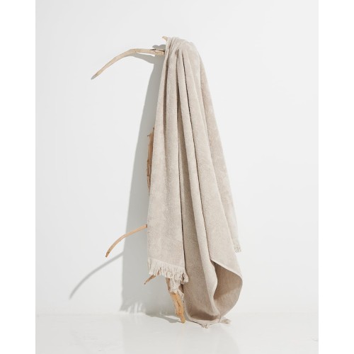 Βαμβακερή Μονόχρωμη Πετσέτα Πισίνας με Κρόσσι Plage 90x170cm Θαλάσσης | 90x170cm Μπεζ