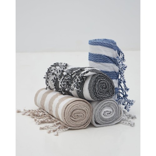 Βαμβακερό Παρεό με Chevron Ρίγες & Κρόσσι Olina 90x170cm Παρεό | 90x170cm Γκρι Βαμβακερό Παρεό με Chevron Ρίγες & Κρόσσι Olina 90x170cm Παρεό | 90x170cm Γκρι