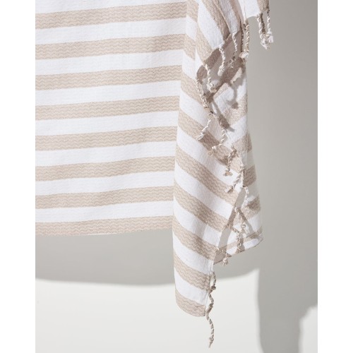 Βαμβακερό Παρεό με Chevron Ρίγες & Κρόσσι Olina 90x170cm Παρεό | 90x170cm Μπεζ Βαμβακερό Παρεό με Chevron Ρίγες & Κρόσσι Olina 90x170cm Παρεό | 90x170cm Μπεζ