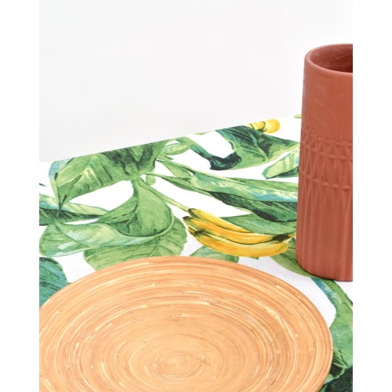 Τραπεζομάντηλο Σχέδιο Φύλλα Green Leaves 8 ατόμων | 130x250cm Τραπεζομάντηλο Σχέδιο Φύλλα Green Leaves 8 ατόμων | 130x250cm