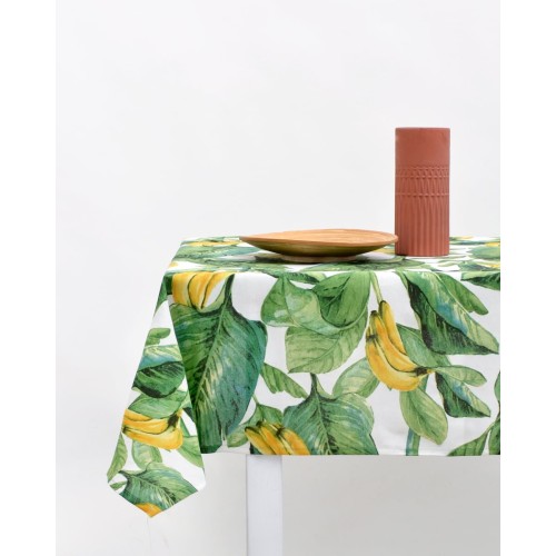 Τραπεζομάντηλο Σχέδιο Φύλλα Green Leaves 8 ατόμων | 130x250cm