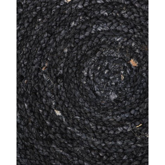 Ψάθα Μαύρο Πλεκτό Οικολογικό Στρογγυλό Χαλί Γιούτας Dark Διάμετρος 250cm Μαύρο