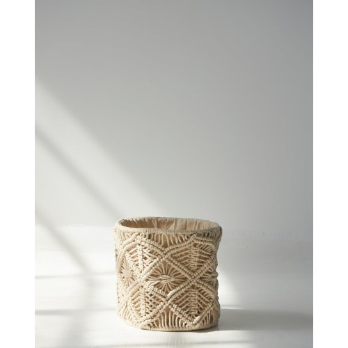 Διακοσμητικό Boho Macrame Καλάθι Luna 2 Μεγέθη Μικρό Μπεζ