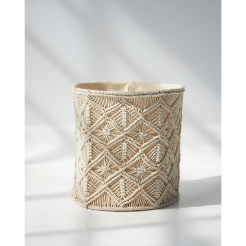 Διακοσμητικό Boho Macrame Καλάθι Luna 2 Μεγέθη Μεγάλο Μπεζ