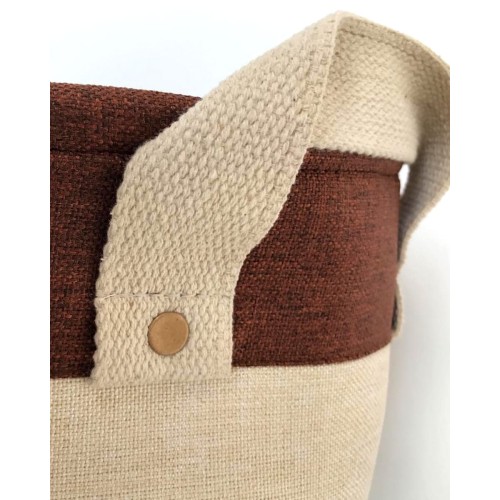 Boho Οικολογικό Λευκό Καλάθι με Σοκολά Φάσα Flynn 3 Μεγέθη Μικρό Άσπρο